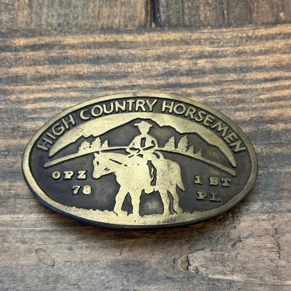 Vintage High Country Horsemen‎ 1978 1st Place Brass Belt Buckle Cowboy Western